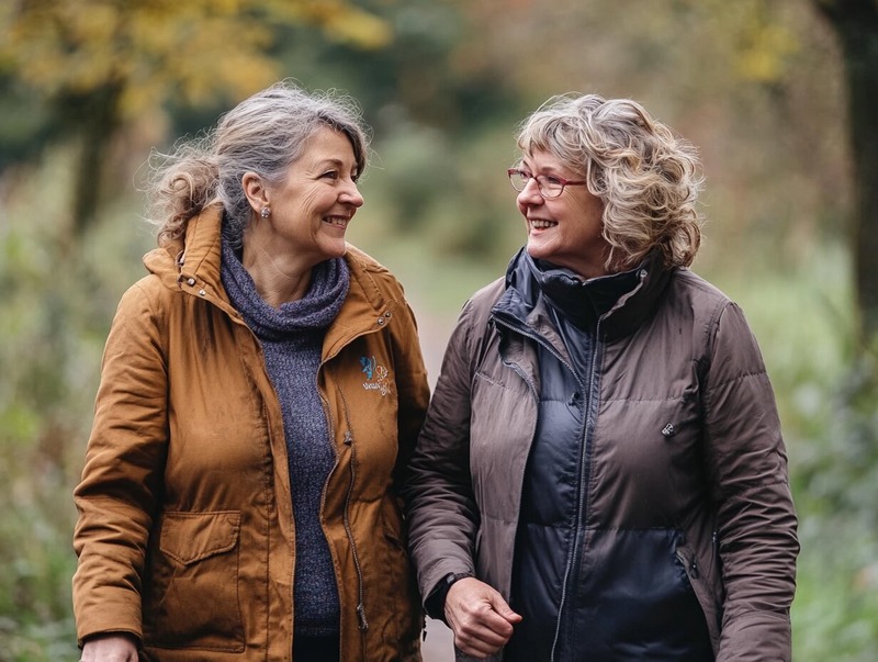 twee vrouwen 50 jaar aan het wandelen